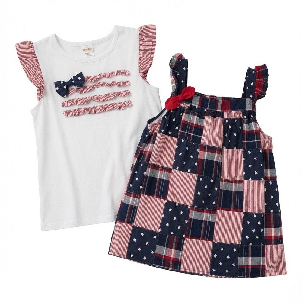 Gymboree Tops Patriotic USA Shirts Girls Sz 12 Madras Plaid Red Blue 4th of July